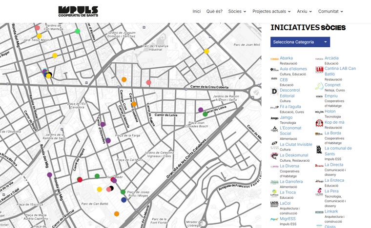 サンツ地区の協同組合マップ（sants.coopより）